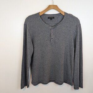 Banana Republic Gray Long Sleeve Henley, Sz M